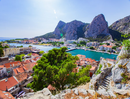 Panoramic view of Kotor bay, Montenegro, Europeの写真素材