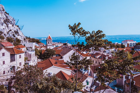 Panorama of the city of Omis - Dalmatia - Croatiaの写真素材