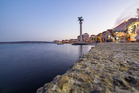 Old town of Rovinj at sunrise, Istria, Croatiaの写真素材