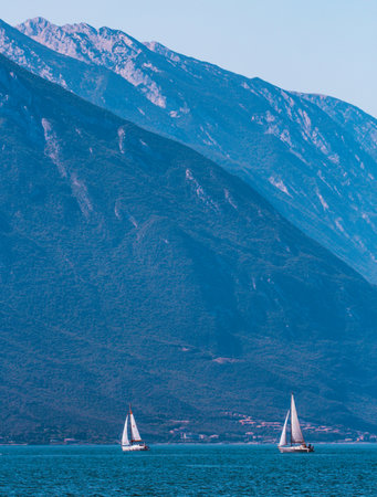 View at Lake Garda in Italyの写真素材