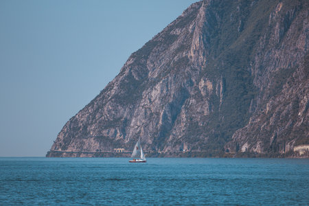 View at Lake Garda in Italyの写真素材