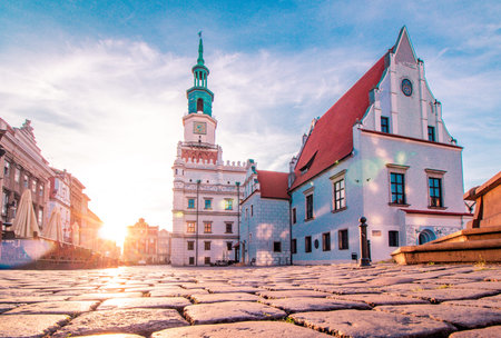City center and town hall - Poznan - Polandの写真素材