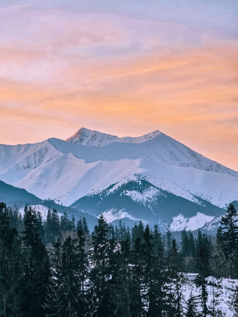 Sunset in Western Tatras at winter - Poland
