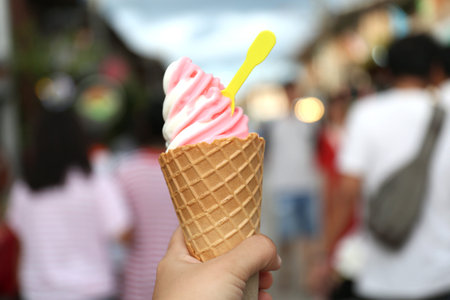 Strawberry ice cream cone