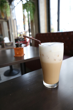 latte in a glassの写真素材
