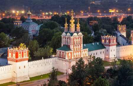 Novodevichy Convent at night, also known as Bogoroditse-Smolensky Monastery, Moscow, Russiaのeditorial素材