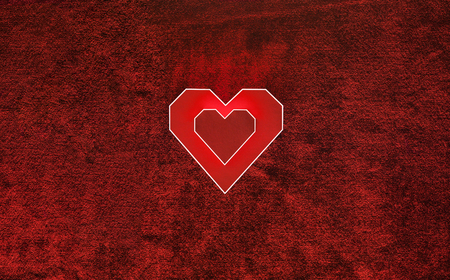Two Red cardboard heart on velvet. Valentines day backgroundの写真素材