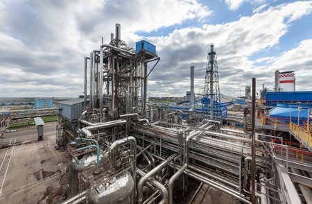 Chemical plant for production of ammonia and nitrogen fertilization on day time.