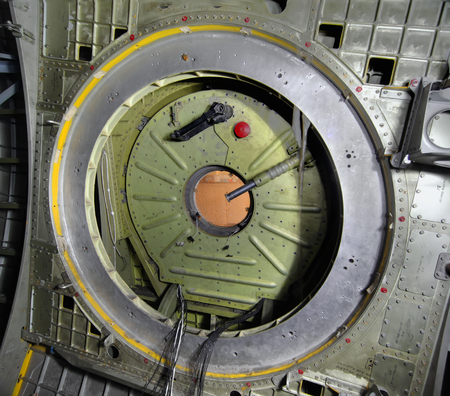Hermetic closed the hatch of the space shuttle Buran. Inside viewの写真素材