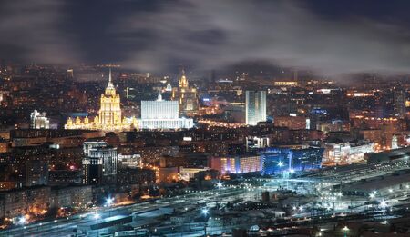 View from the roof tops in the winter on night city Moscow.の写真素材