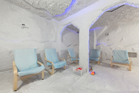MOSCOW - APRIL 2015: Interior Salt Cave "Galo Plus" Therapy (Halotherapy)のeditorial素材