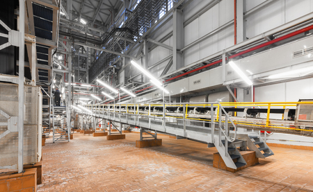 Giant industrial conveyor for chemicals and Ammonium nitrate at a chemical plantの写真素材