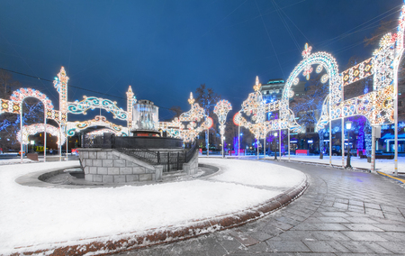 Decoration of the city by light decorations for Christmas and New Yearの写真素材