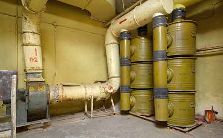 Air filtration system from chemical threats installed in a bomb shelterの写真素材
