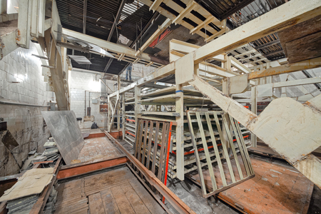 Broken old ionization calorimeter in an abandoned underground laboratory for the study of cosmic rays. Not used installation of the 60-ies.の写真素材