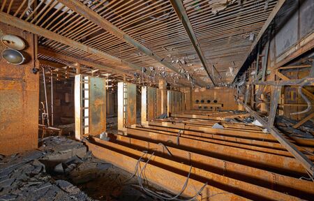 Rusty iron room in an abandoned scientific industrial laboratoryの写真素材