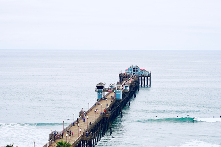 Oceanside sea view and pier bridge playground.のeditorial素材