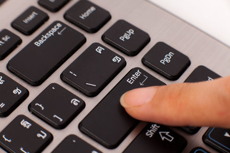 typing laptop close upの写真素材