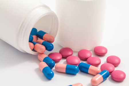 drugs and medicine on white の写真素材