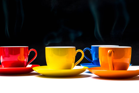 colorful cup shooting in studioの写真素材