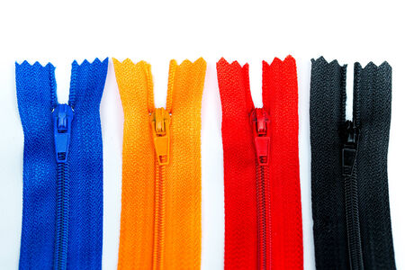 colorful zip shooting in white backgroundの写真素材