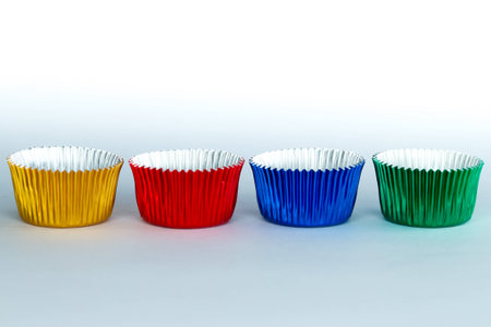 empty cupcakes shooting in white backgroundの写真素材