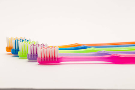 colorful toothbrush shooting in white background