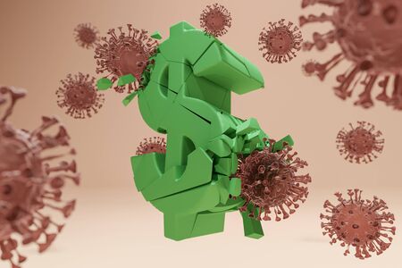 economy during pandemic, economy impact, 3D renderの写真素材