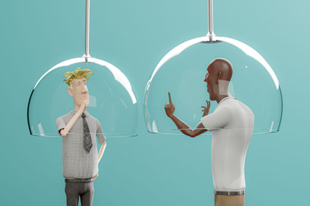 new normal, meeting and bubble, 3d render