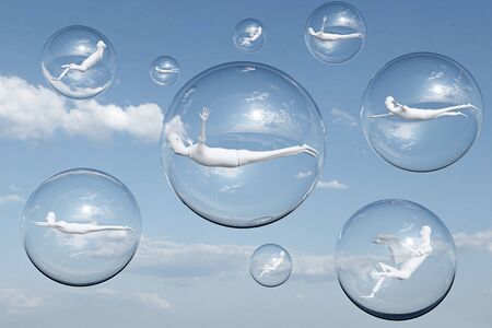 Travel bubble, travel safe from covid-19, domestic flight, 3D renderの写真素材