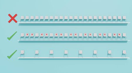 3D render, the new normal and social distancingの写真素材