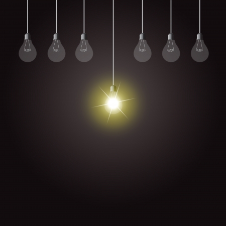 Switch on a glowing yellow light bulbのイラスト素材