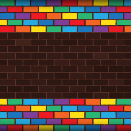 bricks laying and painted with rainbow colorsのイラスト素材