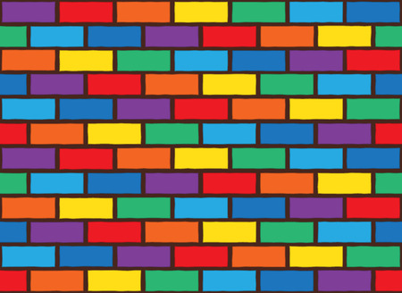 bricks laying and painted with rainbow colors. seamless pattern.のイラスト素材