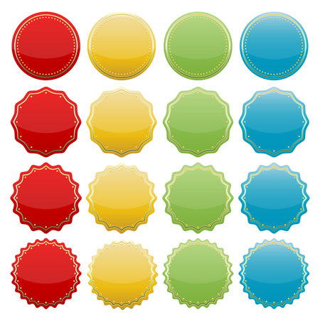 set of blank colorful starburst seals  stickers for website のイラスト素材