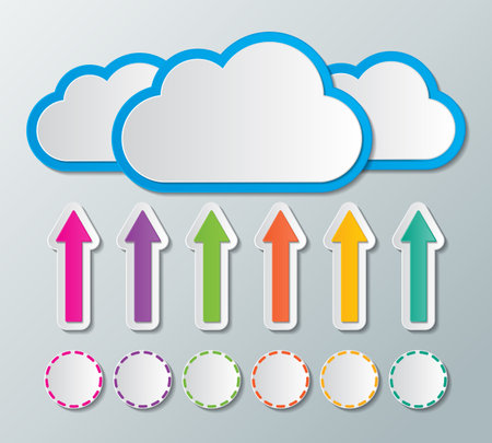 clouds stroge with arrow and circle sign  cloud computing concept のイラスト素材