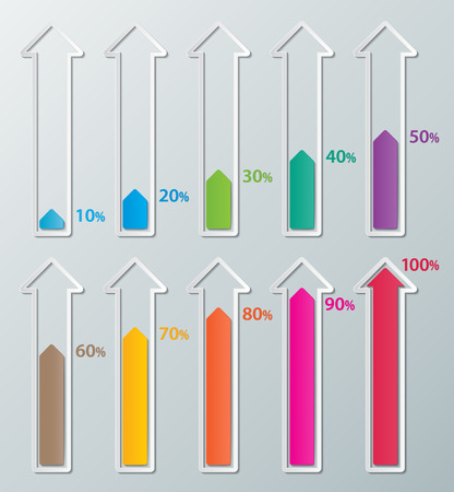 colorful  infographics paper chart with 10-100 percentage のイラスト素材
