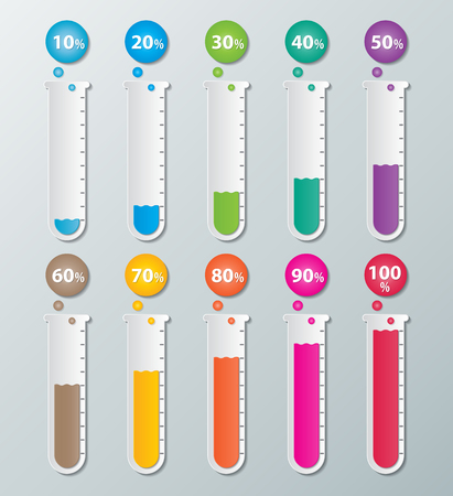 colorful  infographics paper chart with 10-100 percentage のイラスト素材