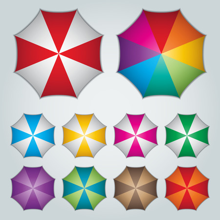 top view ten colorful umbrellasのイラスト素材