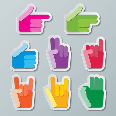 colorful paper hand signsのイラスト素材