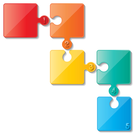 five colorful puzzle infographic templates.のイラスト素材