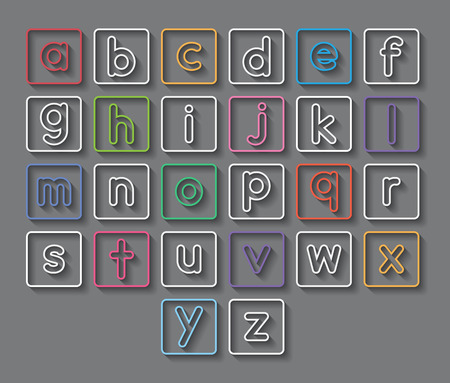 a to z small alphabet letters in flat long shadows style.のイラスト素材