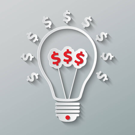 white paper light bulb with dollar signs. creative business concept.のイラスト素材