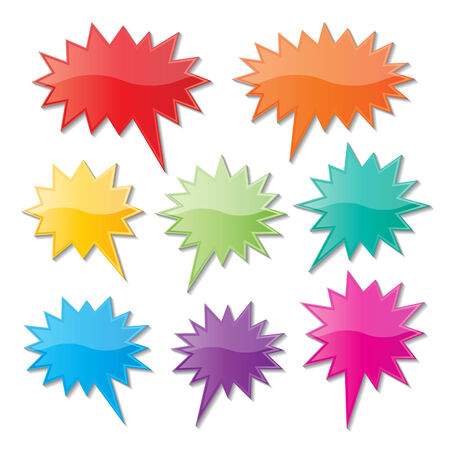 set of blank colorful paper starburst speech bubbles.のイラスト素材