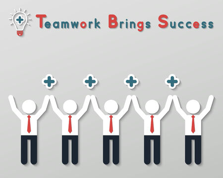 paper idea positive thinking businessmen. teamwork business concept in modern flat style.のイラスト素材
