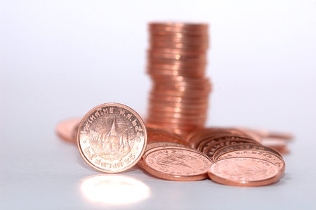 closeup coin on white background
