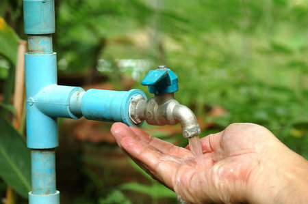 hand washing with tap water