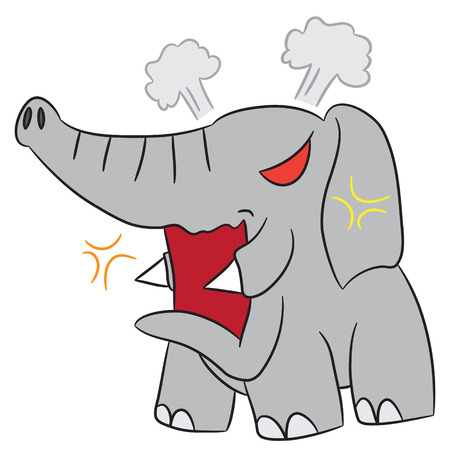 vector cartoon character elephant angryのイラスト素材