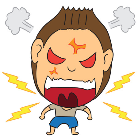 vector cartoon character man angryのイラスト素材