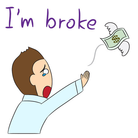 vector cartoon character man brokeのイラスト素材